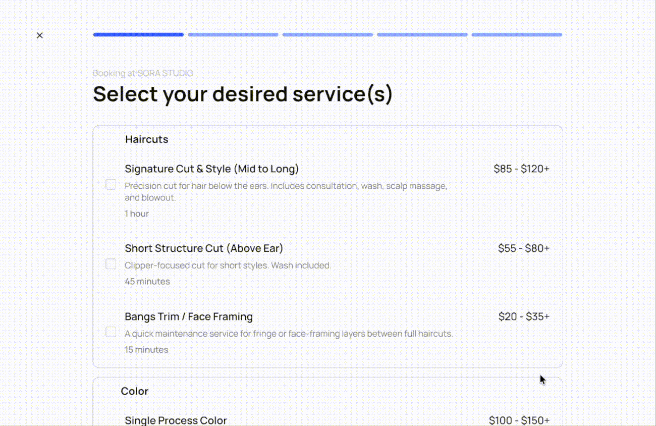 Booking flow demo
