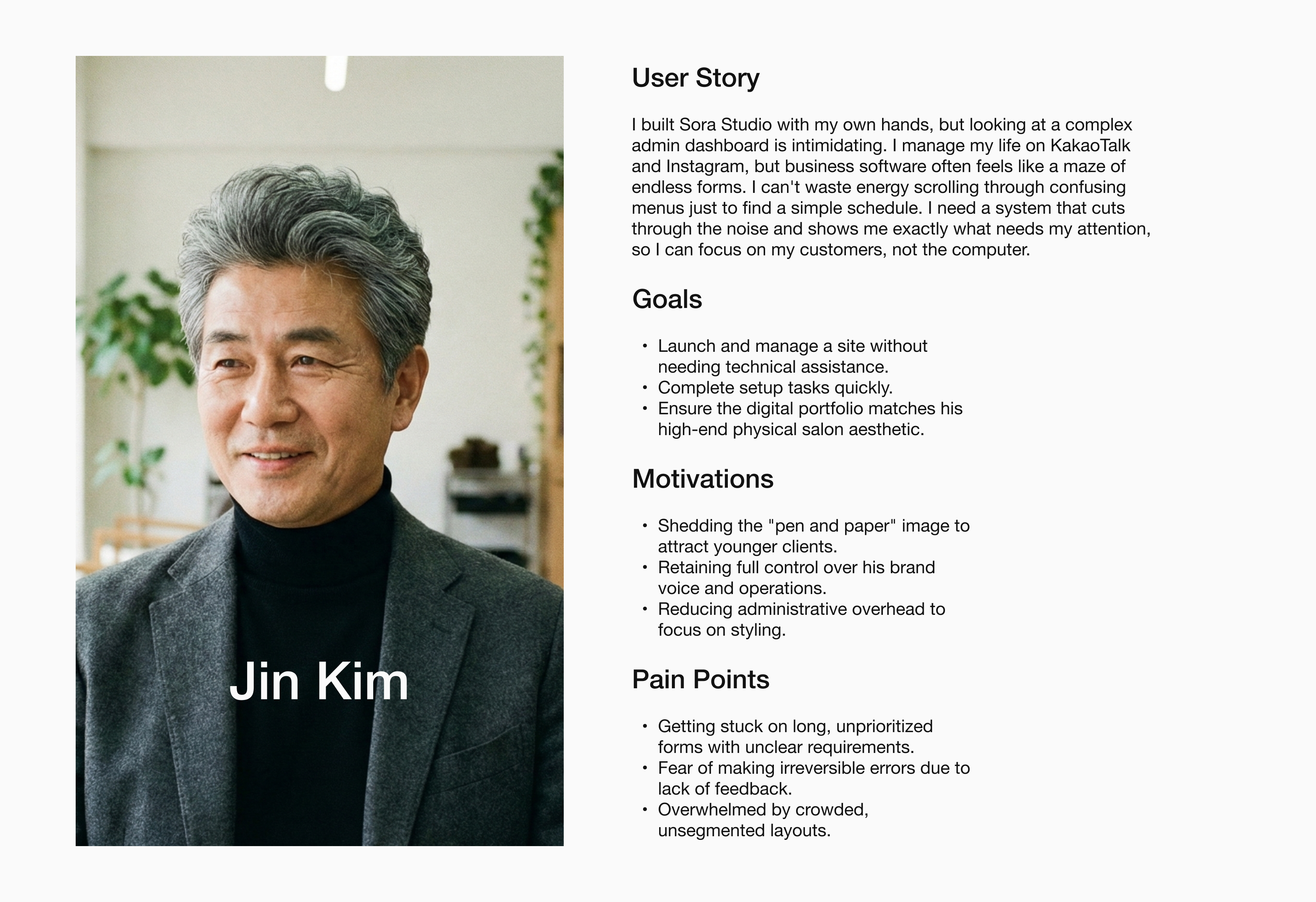 User persona — Jin Kim