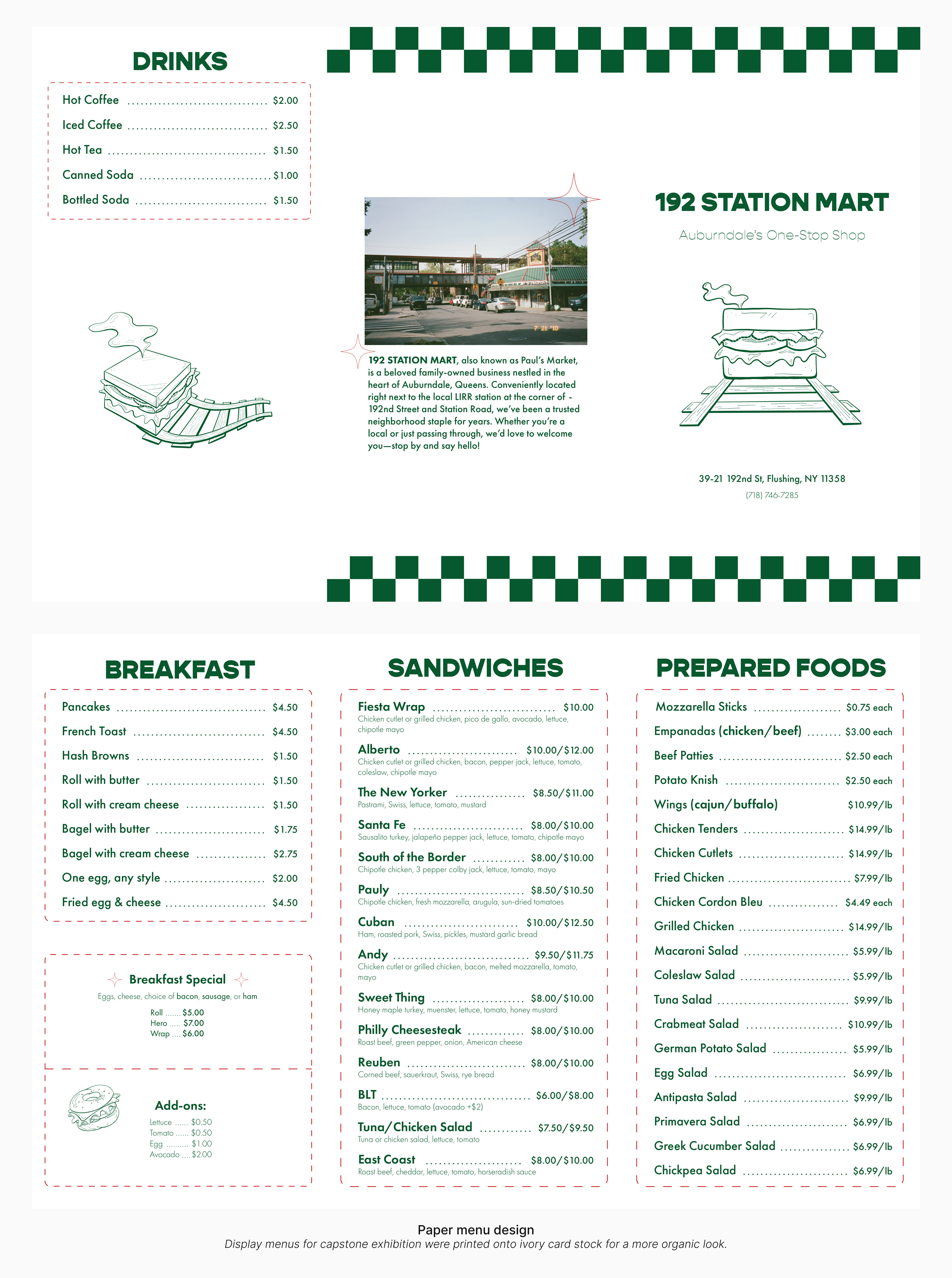 Printed menu