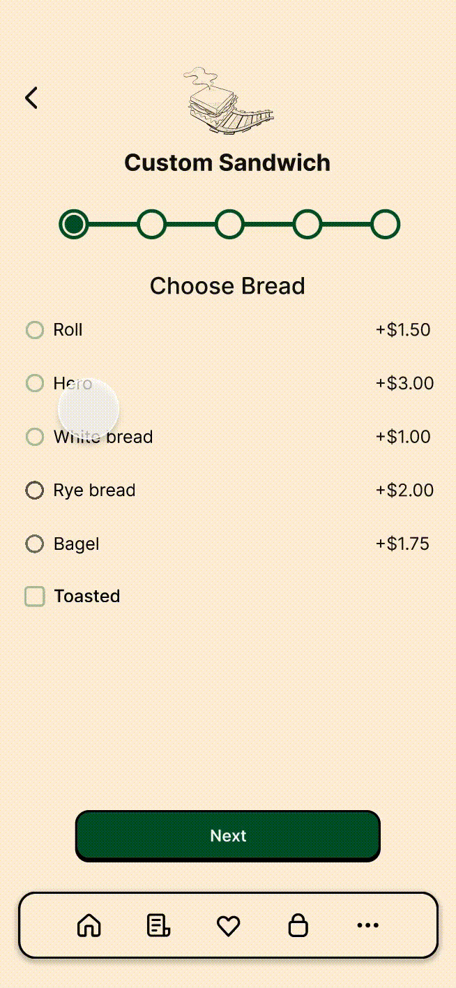 Custom sandwich builder demo